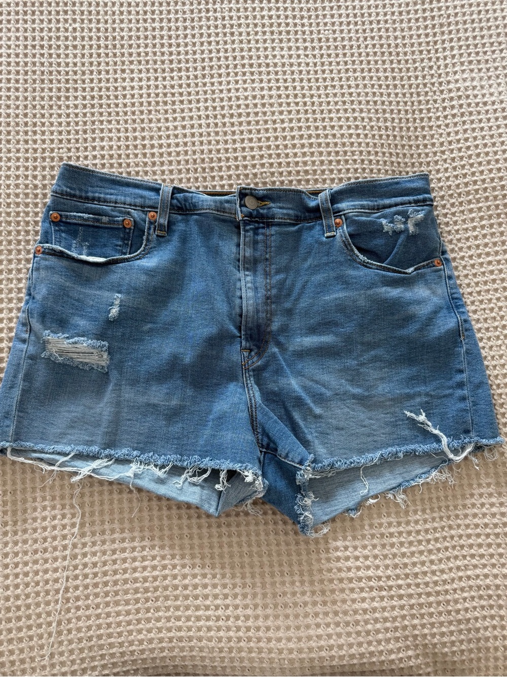 Levi's Light Blue Distressed Denim Cutoff Shorts
